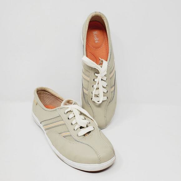 Keds Springy Steps Leather Stone Lace Up Oxford Shoes Size 7 Casual Business - Picture 1 of 10